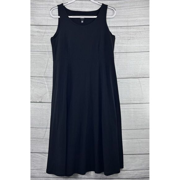 Eileen Fisher Dresses & Skirts - Eileen Fisher Fit & Flare Black Stretch Scoop Neck‎ Tank Dress Size S Casual